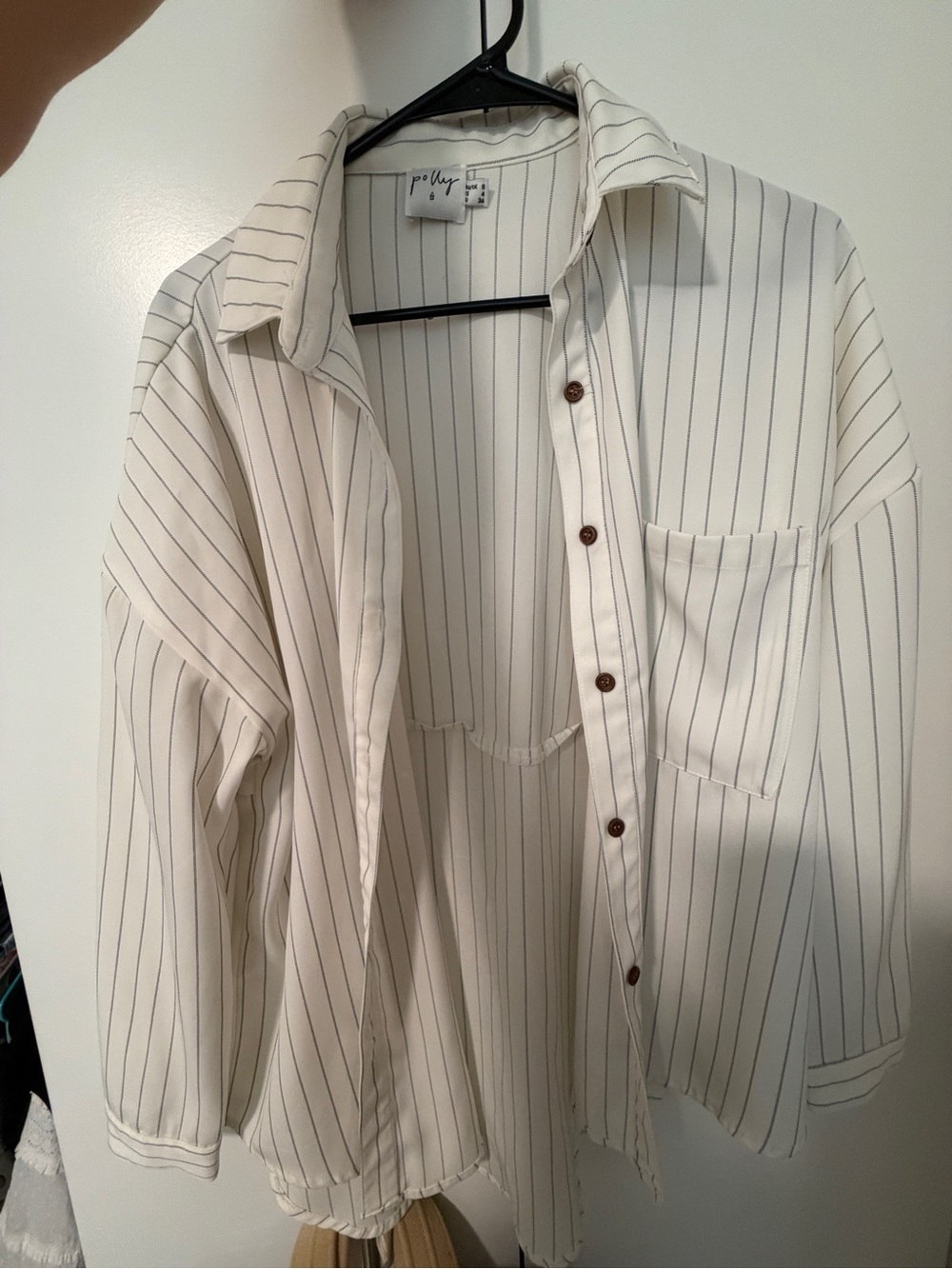 Cream Pinstripe Button-Up Shirt